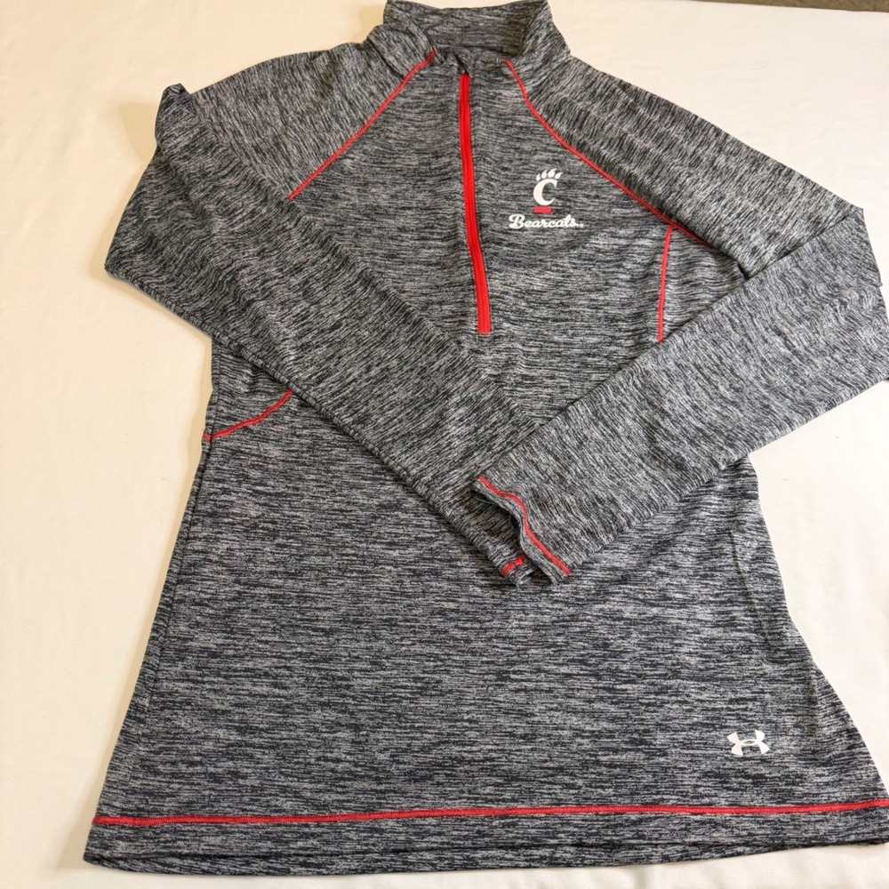 Under Armour Cincinnati Bearcats HeatGear Quarter Zip Pullover Gray Red Medium